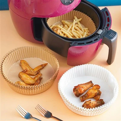 Friteuza cu aer Tavă de hârtie rezistentă la grăsime Hârtie rotundă care absoarbe uleiul Coacerea Ulei siliconic Tampă de hârtie Tavă pătrată de hârtie De calitate alimentară Specific cuptorului