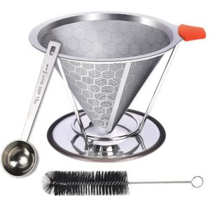 Oțelul inoxidabil se toarnă peste filtru de cafea cu suport